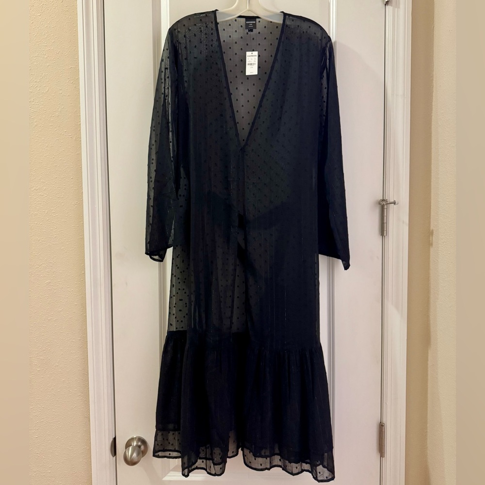Sheer Black Polka Dot Kimono